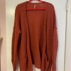 Free people open face cardigan Medium red